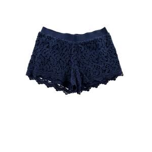 Lilly Pulitzer Lacie Short S Navy Crochet Overlay Pull On Preppy Lined Scalloped